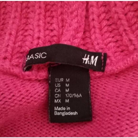 H&M PINK COWL-NECK SWEATER DRESS TUNIC SZ.M EUC. - Picture 7 of 8